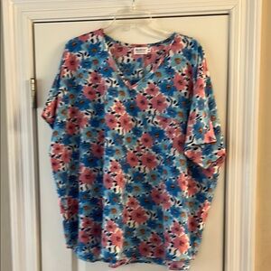Blue Floral Women's Top